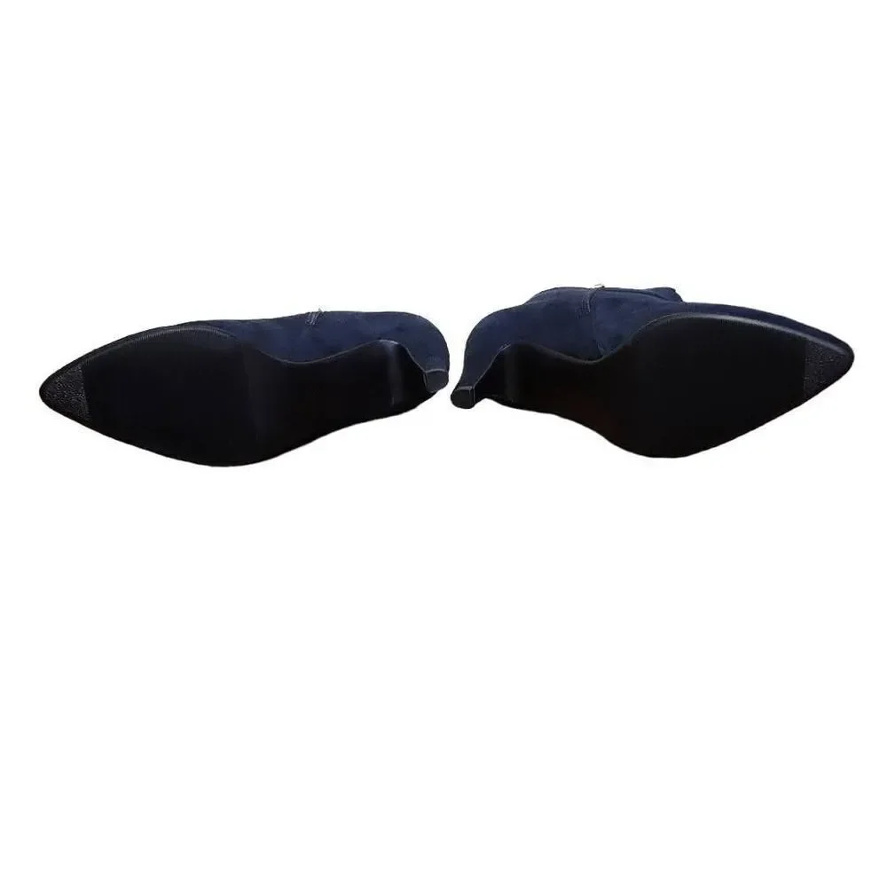 IDIFU Suede Pointed Toe Heeled Booties - Picture 5 of 13